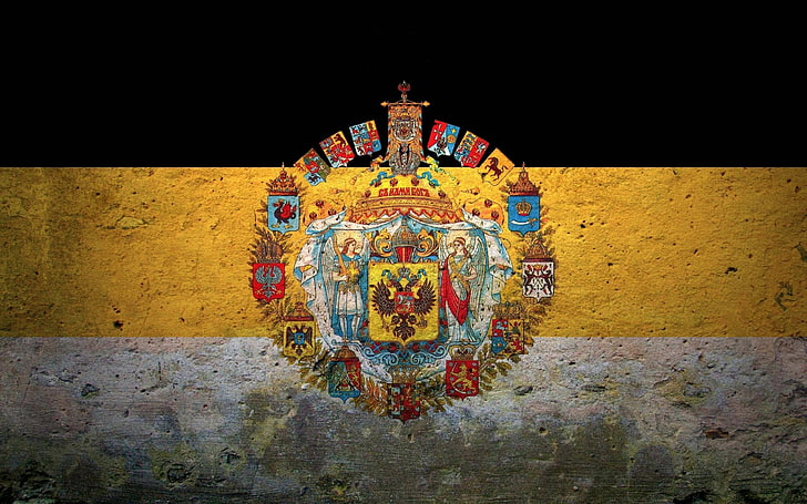 многоцветно знаме, флаг, герб, Русия, империя, HD тапет