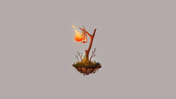 lantern illustration, minimalism, HD wallpaper