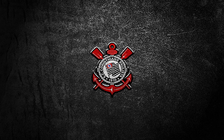black and red pin badge, Corinthians, soccer, logo, HD wallpaper