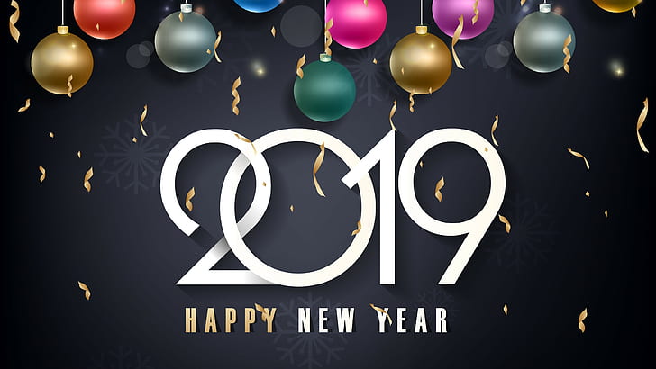 2019, happy new year, new year, HD wallpaper