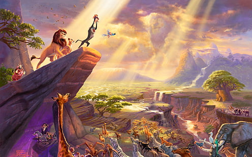 Der König der Löwen Rafiki, Freund von Mufase, überreichte allen Tieren des Pride Rock 3840 × 2400 das neugeborene Baby Simba, HD-Hintergrundbild HD wallpaper