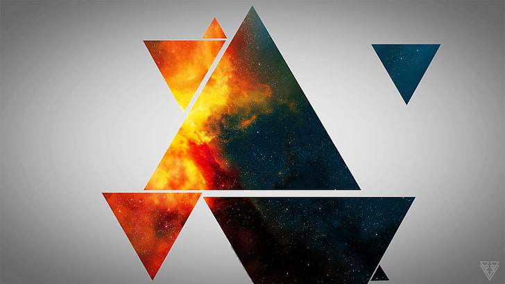 триъгълник галактика илюстрация, абстрактно, триъгълник, дигитално изкуство, космическо изкуство, HD тапет
