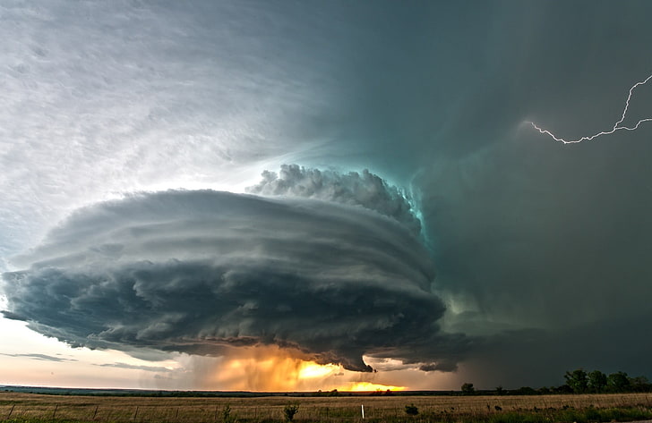 фото торнадо, пейзаж, облака, молния, природа, шторм, HD обои