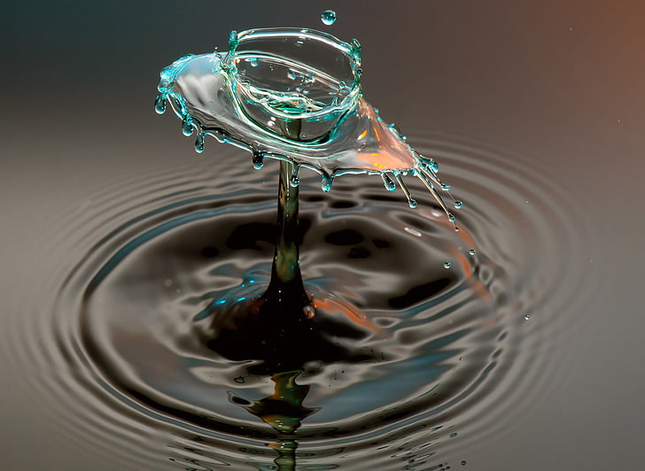 ilustrasi badan air, air, tetesan air, makro, Wallpaper HD