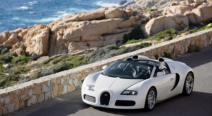 HDTV Bugatti Veyron Cabrio, white Bugatti Chiron convertible coupe, Cars, Bugatti, HDTV, Veyron, Cabrio, HD wallpaper