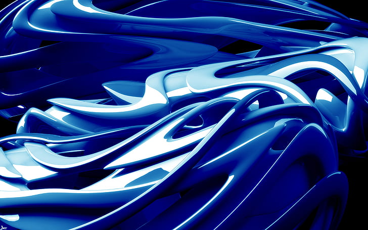 Fractal HD, blå abstrakt illustration, abstrakt, fractal, HD tapet