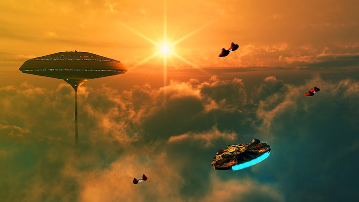 Star Wars, Millennium Falcon, miasto w chmurze, Tapety HD