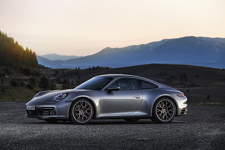 ยางมะตอย ภูเขา เนินเขา รถเก๋ง 911 Porsche Carrera 4S 992 2019, วอลล์เปเปอร์ HD
