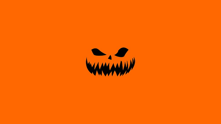 Праздник, Хэллоуин, Минималист, Оранжевый, HD обои