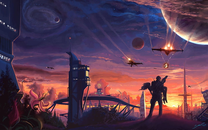 fondo de pantalla del juego, ciencia ficción, obra de arte, nave espacial, arte de fantasía, Fondo de pantalla HD
