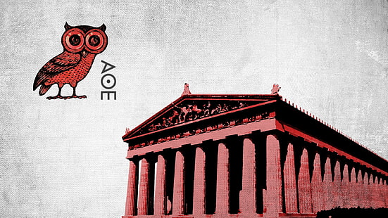 Athènes, Parthénon, hibou, antiquité, Grèce, artwork, Fond d'écran HD HD wallpaper