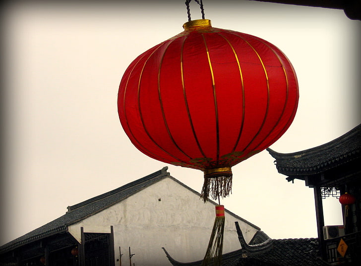 Ornamento cinese, lanterna cinese rossa, Asia, Cina, ornamento cinese, Sfondo HD