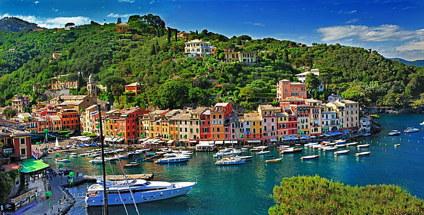 Pueblos, Portofino, Génova, Italia, Liguria, Fondo de pantalla HD HD wallpaper