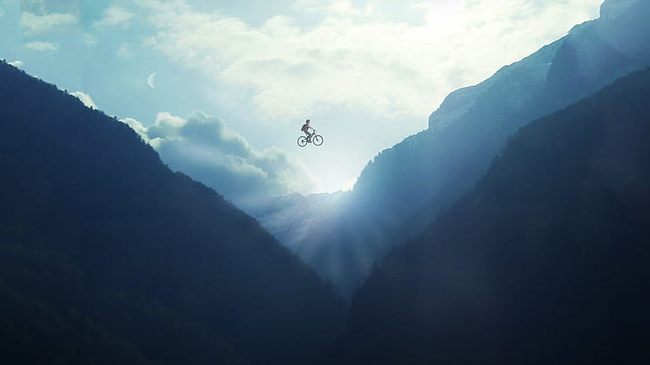 Photography, Landscape, Mountain, Bike, photography, landscape, mountain, bike, 1366x768, HD wallpaper