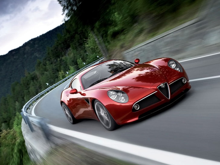 Alfa Romeo 8C Competizione, red ALFA ROMEO coupe, Cars, Alfa Romeo, HD wallpaper