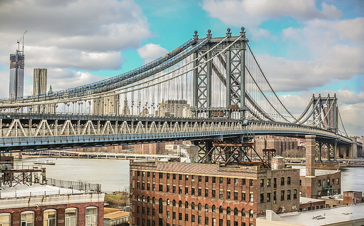 Манхатън Бридж, живопис на сив мост, САЩ, Ню Йорк, Град, Архитектура, Йорк, Америка, САЩ, Бридж, Бруклин, Щати, Манхатън, Дъмбо, САЩ, Ню Йорк, Ню Йорк Сити, Съединени щатиФамерика, Манхатънбридж, HD тапет