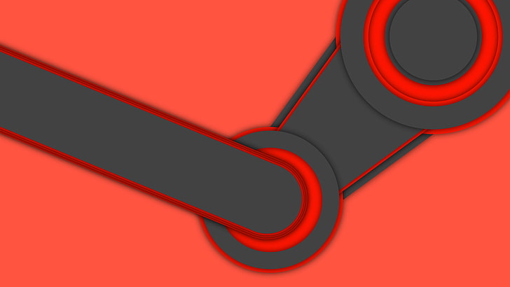 logo Steam noir et rouge, Steam (logiciel), rouge, art numérique, simple, jeux PC, Fond d'écran HD