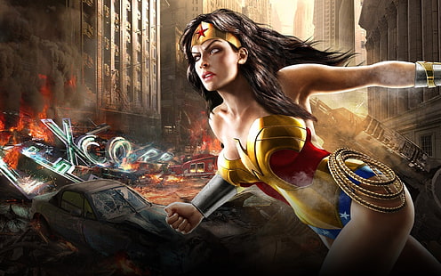 DC Wonder Woman HD wallpaper, fantasy art, Wonder Woman, DC Comics, comics, superheroines, HD wallpaper HD wallpaper