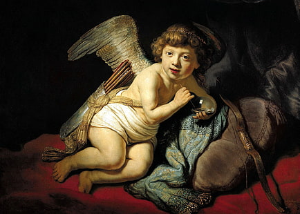 picture, mythology, Rembrandt van Rijn, Cupid Blowing Soap Bubbles, HD wallpaper HD wallpaper