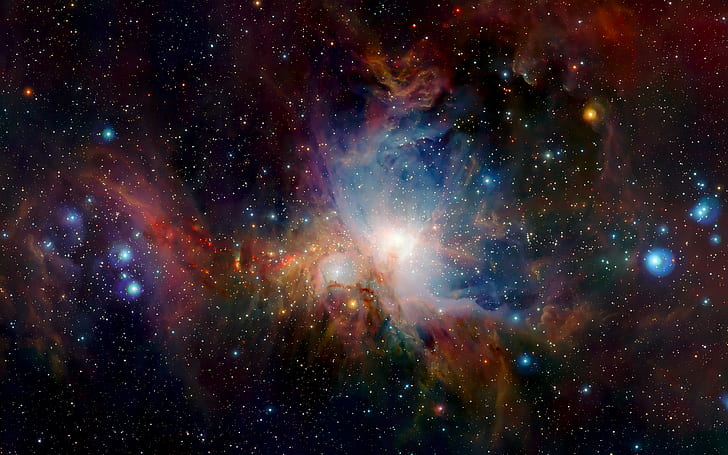 オリオン星雲、赤外線、天文学、天体写真、天体物理学、星雲、科学観測、星、 HDデスクトップの壁紙