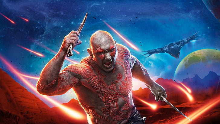 Drax the Destroyer Dave Bautista Strażnicy Galaktyki vol_ 2 Marvel Cinematic Universe Guardians of the Galaxy, Tapety HD