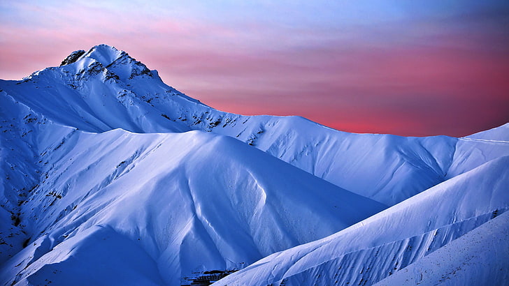 blaues und weißes Bettlaken, Eis, Schnee, Berge, Natur, Landschaft, HD-Hintergrundbild