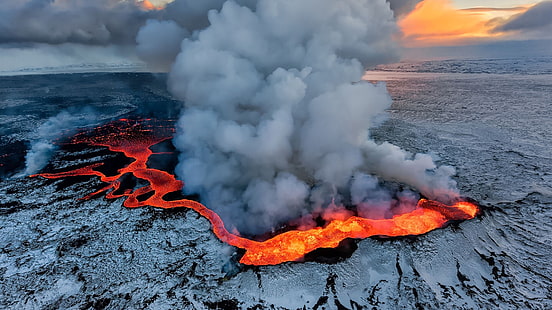 flujo de lava, lago, campo, insecto, paisaje, lava, Fondo de pantalla HD HD wallpaper