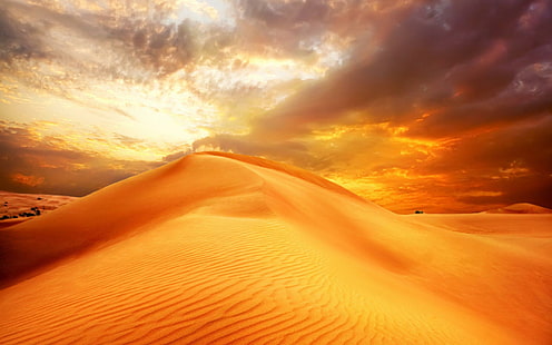 Sunrise Sand Landscape Clouds Nature Desert Sky Dune HD Gratis, gurun, awan, gurun, bukit pasir, pemandangan, alam, pasir, matahari terbit, Wallpaper HD HD wallpaper