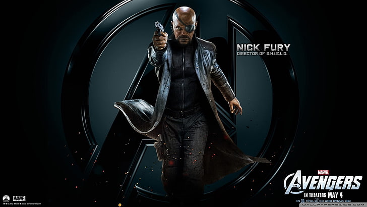 The Avengers, Nick Fury, Samuel L. Jackson, S.H.I.E.L.D., eyepatches, HD wallpaper