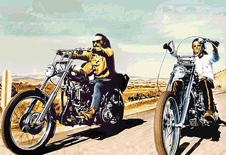 arte, motociclista, bici, elicottero, nuvole, crociera, facile, hippy, paesaggi, motociclette, ciclista, strade, cielo, slitta, veicoli, Sfondo HD HD wallpaper