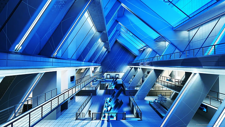 Mirror's Edge, tangkapan layar, video game, modern, arsitektur, biru, cyan, Wallpaper HD