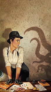 жена с илюстрация на октопод в сянка, H. P. Lovecraft, книги, Cthulhu, пипала, рисунка, HD тапет HD wallpaper