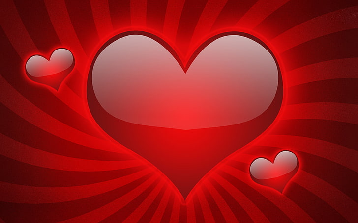 red hearts illustration, heart, red, line, love, HD wallpaper