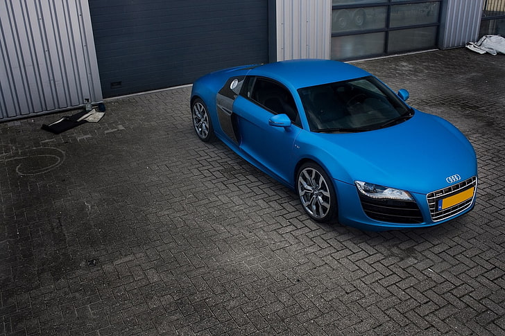 Audi R8 ซูเปอร์คาร์รถยนต์รถยนต์สีน้ำเงินยานพาหนะ, วอลล์เปเปอร์ HD