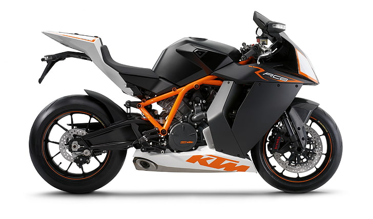 2011 KTM 1190 RC8 R, черный и оранжевый спортивный мотоцикл KTM, Мотоциклы, темный рыцарь поднимается обои, HD обои