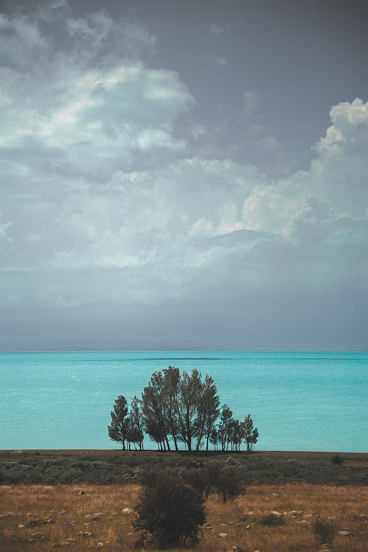 море, дървета, облаци, хоризонт, Армения, HD тапет, тапет за телефон