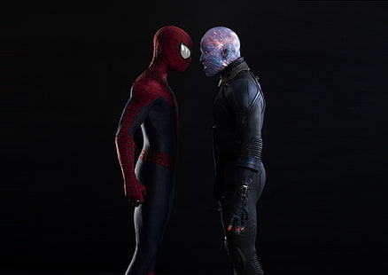 Spider-Man och Electro tapeter, Electro, Spider-Man, Peter Parker, Jamie Foxx, New the amazing spider-Man 2, The Amazing Spider-Man 2, Andrew Garfield Andrew Garfield, Max Dillon, HD tapet HD wallpaper