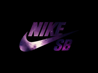 Nike, Logo, Lila, Schwarzer Hintergrund, Nike, Logo, Lila, Schwarzer Hintergrund, HD-Hintergrundbild HD wallpaper