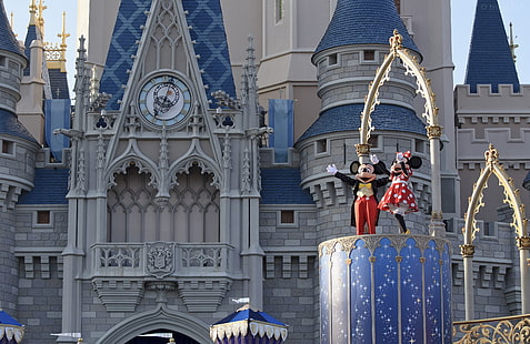 Disneyland castle, Disney World, Orlando, Mickey Mouse, Florida, Minnie Mouse, Wallpaper HD HD wallpaper