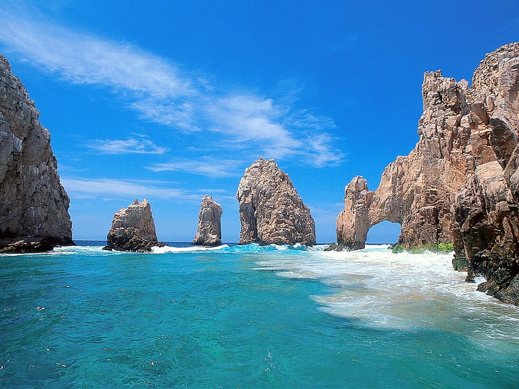 paysage, Mexique, mer, falaise, formation rocheuse, côte, Fond d'écran HD