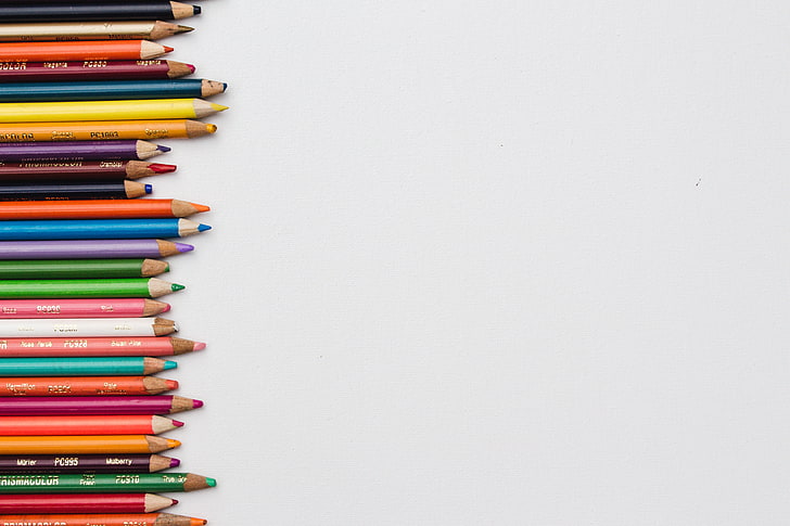 colored pencil lot, colored pencils, set, sharpened, HD wallpaper