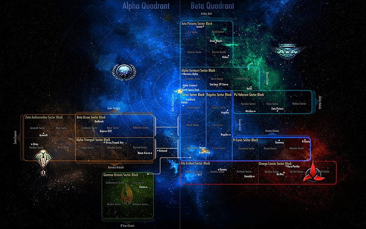 Alpha Quadrant และ Beta Quadrant, Star Trek, Chart, Map, Schematic, วอลล์เปเปอร์ HD