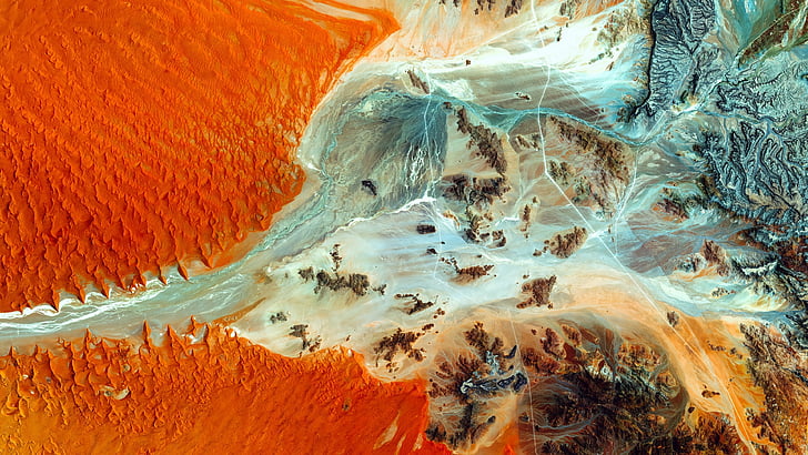 pustynia Namib, pustynia, Namibia, zdjęcia lotnicze, ziemia, widok z lotu ptaka, geologia, Tapety HD