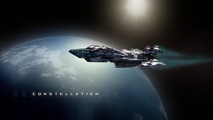 خلفية رقمية لفيلم Constellation ، خيال علمي ، Star Citizen ، سفينة فضاء ، فضاء ، ألعاب فيديو، خلفية HD