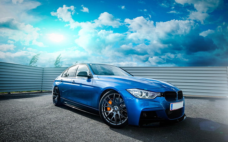 azul sedan BMW, carro, BMW, carros azuis, BMW M4 Coupe, BMW M4, HD papel de parede