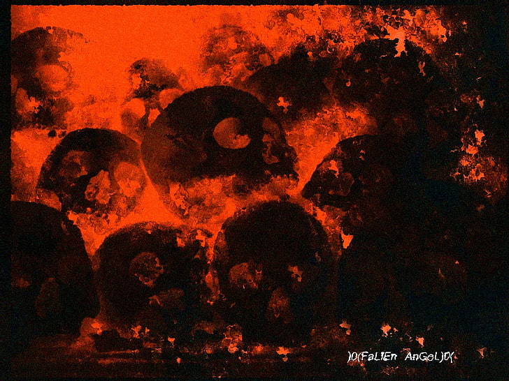 crâne, horreur, feu, artwork, Fond d'écran HD