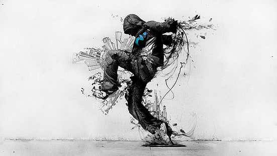 человек танцует иллюстрации, аннотация, инопланетяне, танцор, танцы, цифровое искусство, HD обои HD wallpaper