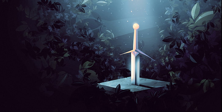 Excalibur, fantasy art, grafika, miecz, Tapety HD