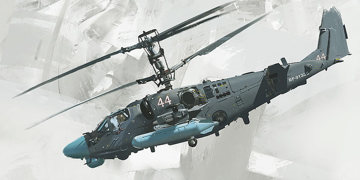 pojazd, latać, białe tło, helikopter, grafika koncepcyjna, Joe Gloria, samoloty, samoloty wojskowe, wojsko, śmigłowce szturmowe, kamov ka-52, Armia Rosyjska, Tapety HD