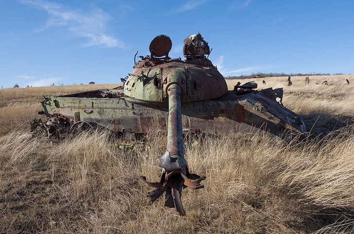 tank, wreck, military, vehicle, T-54/55, HD wallpaper
